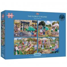 Puzzle 4 x 500 pièces : La tournée du fleuriste