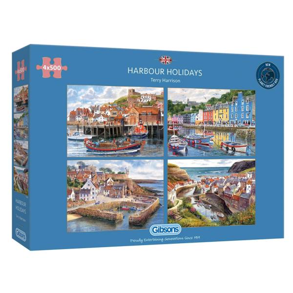 4 x 500 pieces puzzle: Harbour Holidays - Gibsons-G5052