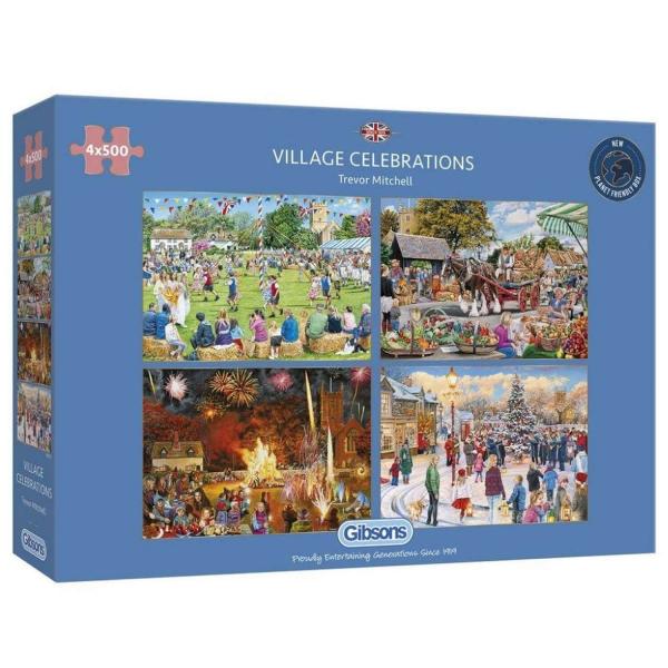 Puzzle 4 x 500 pièces : Fêtes de village - Gibsons-G5051