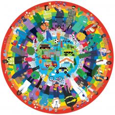 Puzzle circular de 500 piezas: Arcoíris de héroes