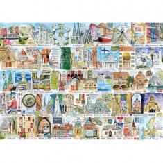 Puzzle 1000 pieces : Sights & Sounds of Europe  