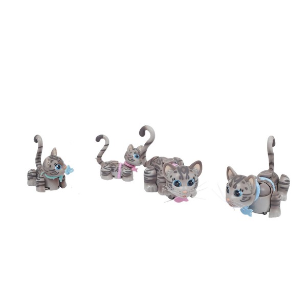 Figurines Pet Parade : Grande Famille de chats gris rayés - Giochi-PTF062
