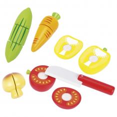 Set of wooden cutting vegetables