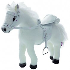 Accessoires de poupées : Götz Boutique : Peluche cheval avec bruitages, sel et harnais : Blanc