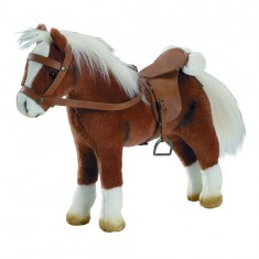 Doll accessories: Götz Boutique: Articulated horse plush toy with salt and harness: Brown