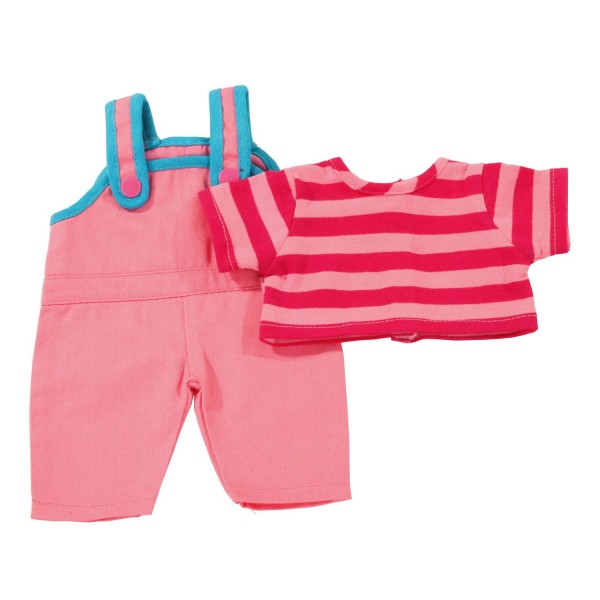 Vêtement pour poupée de 30 à 33 cm : Salopette rose et haut à rayures - Gotz-3402575
