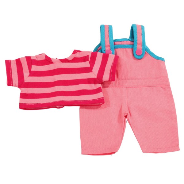 Vêtement pour poupée de 42 à 46 cm : Salopette rose et haut à rayures - Gotz-3402576