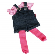 Vêtement pour poupée de 45 à 50 cm : Salopette jeans, T-shirt et collants