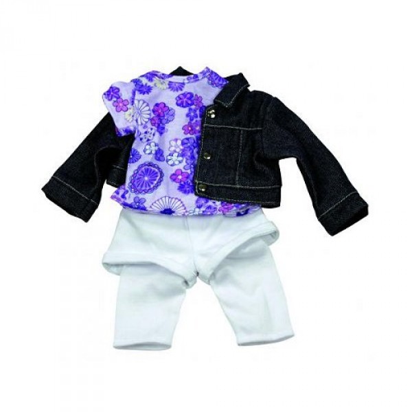 Vêtements pour poupée de 25 à 30 cm : Götz Boutique Blouson en jean, pantalon et chemisier lila - Gotz-3401901