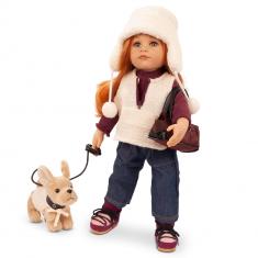 Poupée Hannah et son chien 50 cm
