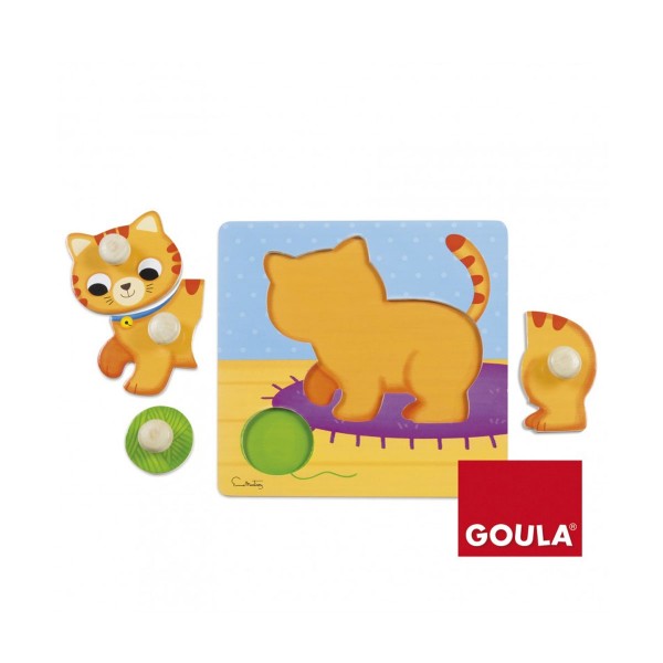 Puzzle en bois 4 pièces : Chat - Diset-Goula-53053