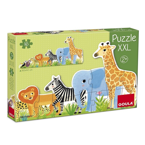 Puzzle XXL de 16 piezas: Animales de la selva - Diset-Goula-53426