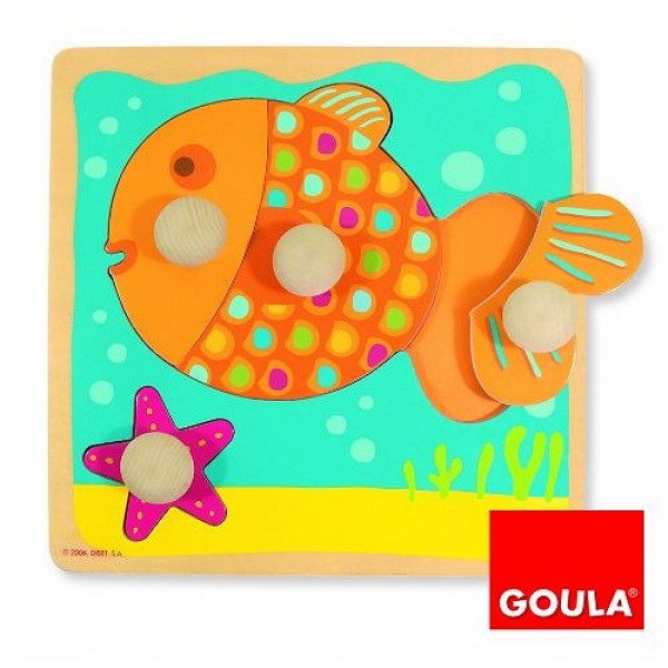 Encastrement 4 pièces en bois : Puzzle poisson - Diset-Goula-53067