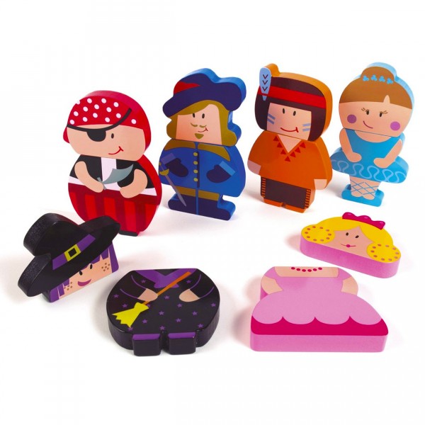 Magnetic characters puzzle: 12 wooden pieces - Diset-Goula-55237