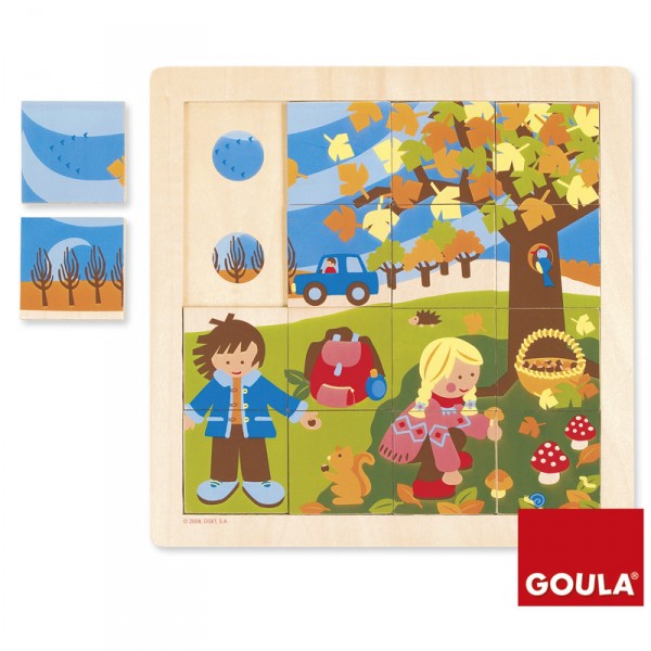 16 Teile Puzzle aus Holz: Herbst - Diset-Goula-53087
