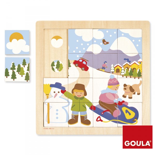 Puzzle 16 pièces en bois : Hiver - Diset-Goula-53088