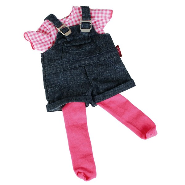 Clothing for dolls measuring 45 to 50 cm: Jeans overalls, T-shirt and tights - Gotz-3402053