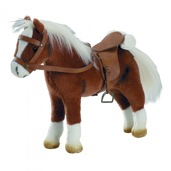 Doll accessories: Götz Boutique: Articulated horse plush toy with salt and harness: Brown - Gotz-3401099