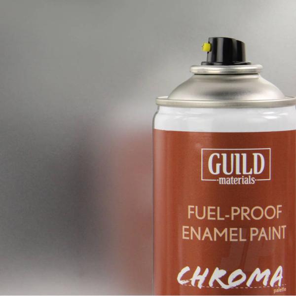 Peinture Chroma Gloss Enamel (Résistant Carburant) Argent (400ml Aerosol) - Guild Materials - GLDCHR6407