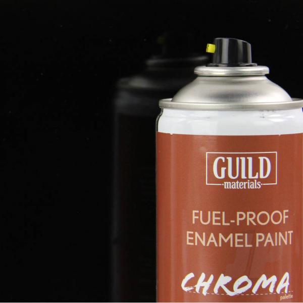 Peinture Chroma Gloss Enamel (Résistant Carburant) Noir (400ml Aerosol) - Guild Materials - GLDCHR6403