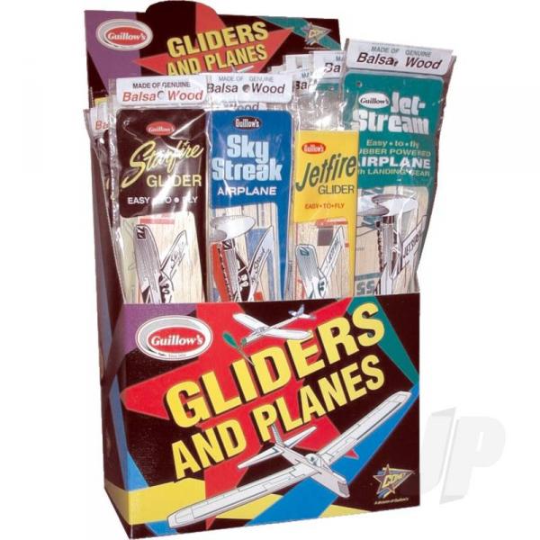 Balsa Gliders 1-Tier 4-Assortment Combo Pack Display (48pcs) - GUI77-D