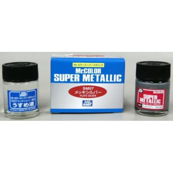 SM-07 Mr. Color Super Metallic - Plate Silver Metallic 2x18ml - SM-07