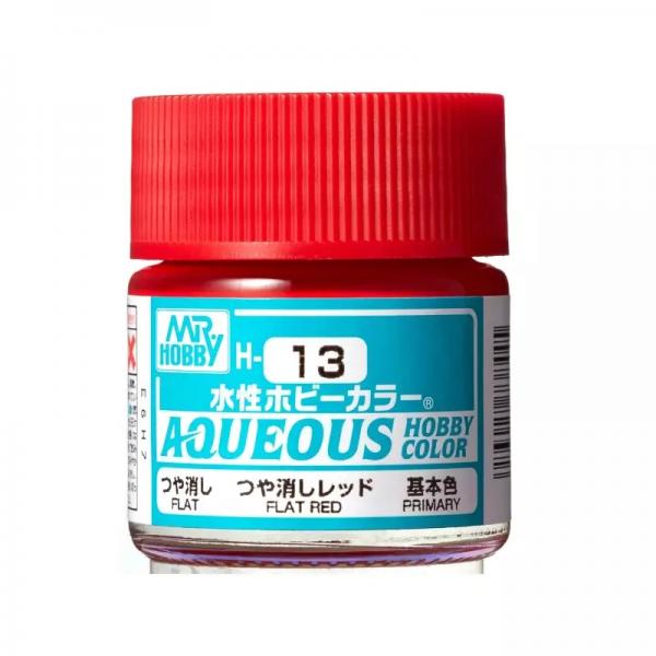 Mr Hobby -Gunze Aqueous Hobby Colors (10 ml) Flat Red  - H-013