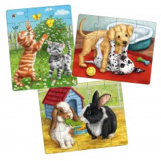 Puzzles 12 bis 18 Teile: 3 Haustier-Puzzles