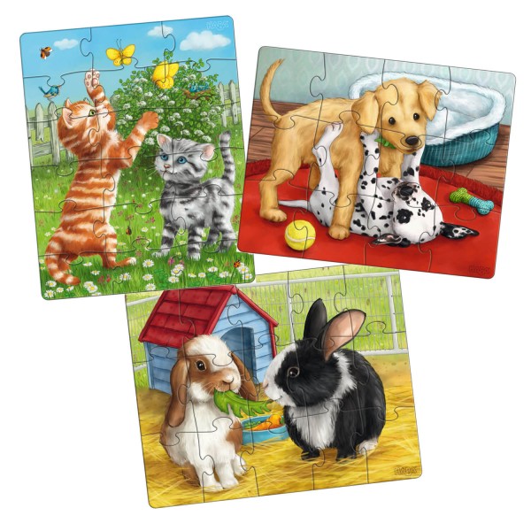 Puzzles 12 bis 18 Teile: 3 Haustier-Puzzles - Haba-302638