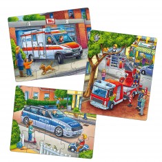 12 to 18 pieces puzzles: 3 rescue vehicle puzzles