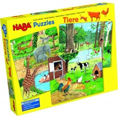 Puzzles 12 bis 18 Teile: 3 Puzzles: Tiere