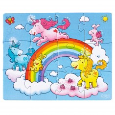 Puzzles of 12 to 18 pieces: 3 puzzles: Unicorns in the clouds