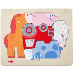 5-piece wooden puzzle: Farm animals