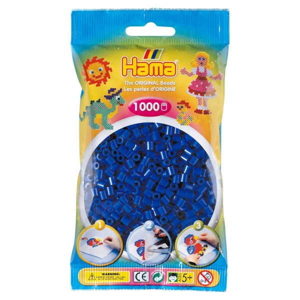 Sachet de 1000 perles Hama Midi : Bleu foncé - Hama-207-08
