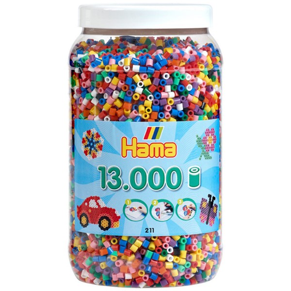 Pot de 13000 perles Hama Midi : 10 couleurs - Hama-211-00