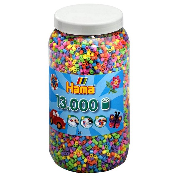 Pot de 13000 perles Hama Midi : 6 couleurs transparentes pailletées - Hama-211-54