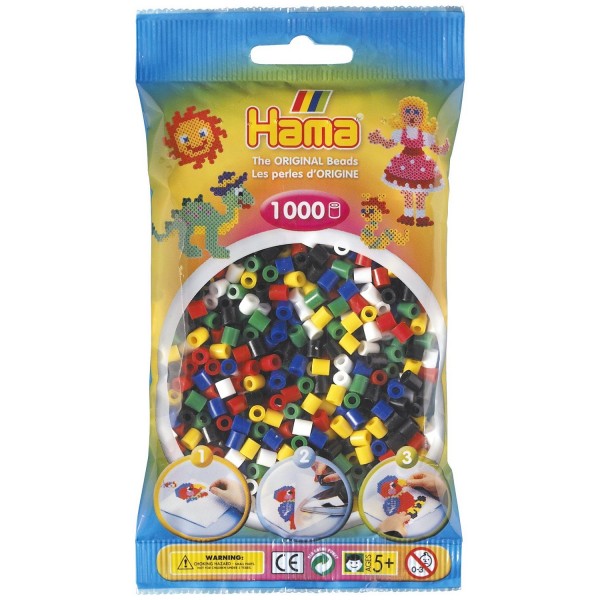 Sachet de 1000 perles Hama Midi : 6 couleurs - Hama-207-66