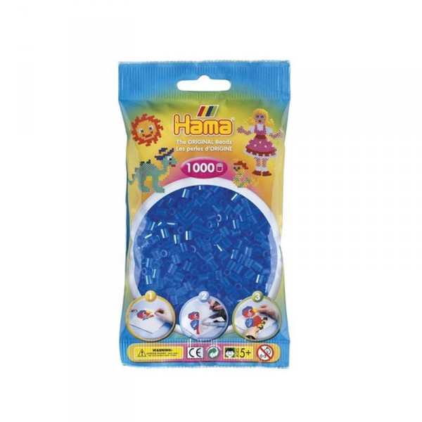 Sachet de 1000 perles Hama Midi : Bleu transparent - Hama-207-15