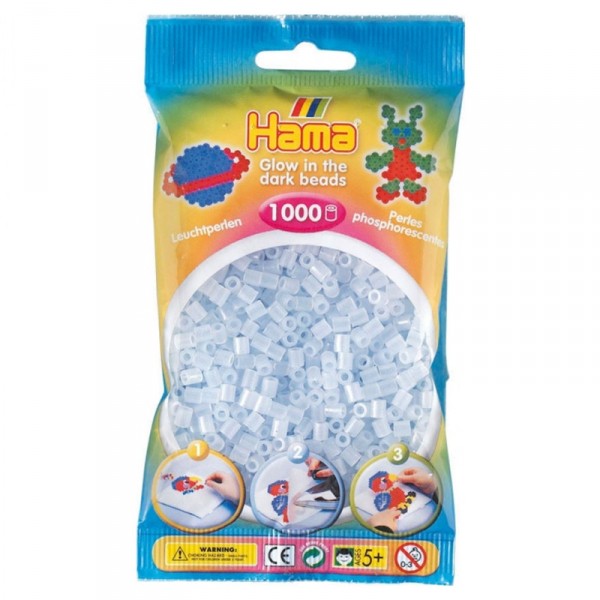 Sachet de 1000 perles Hama Midi : Perles phosphorescentes : Bleu - Hama-207-57