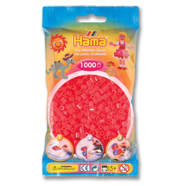 Sachet de 1000 perles Hama Midi : Perles rouges néon - Hama-207-35
