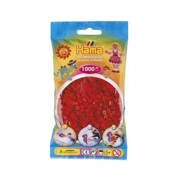 Sachet de 1000 perles Hama Midi : Rouge transparent - Hama-207-13