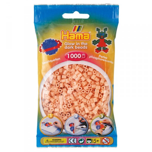 Sachet de 1000 perles Hama Midi : Perles phosphorescentes : Rose - Hama-207-56