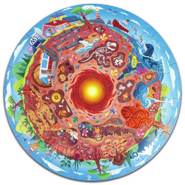 Puzzle circular iluminado de 36 piezas: centro de la Tierra - Hape-E1637