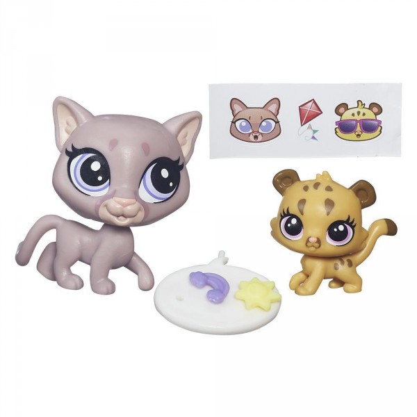 Figurine Petshop : Figurines à personnaliser : Sunny Cougar & Cubby Cougar - Hasbro-A7313-B4761