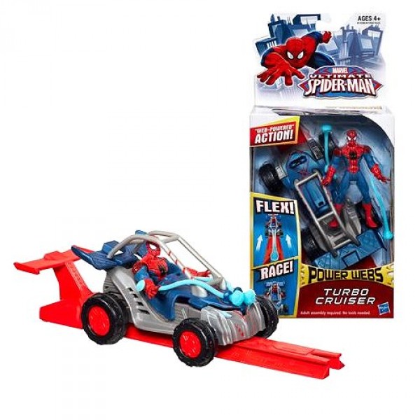 Figurine Spider-Man avec véhicule et lanceur : Power Webs : Turbo Cruiser - Hasbro-A1504-A1538