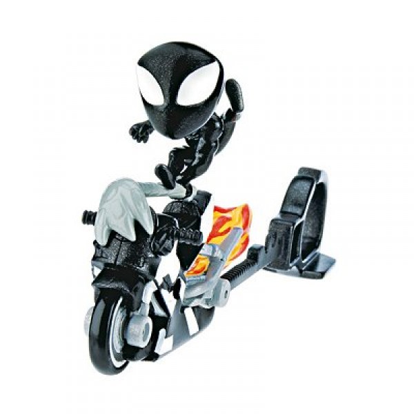 Spiderman - Moto : Spiderman en costume noir avec lanceur - Hasbro-78958-78701