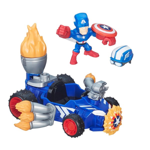 Véhicule et micro figurine Marvel Super Hero Mashers : Racer de Captain America - Hasbro-B6433-B6686
