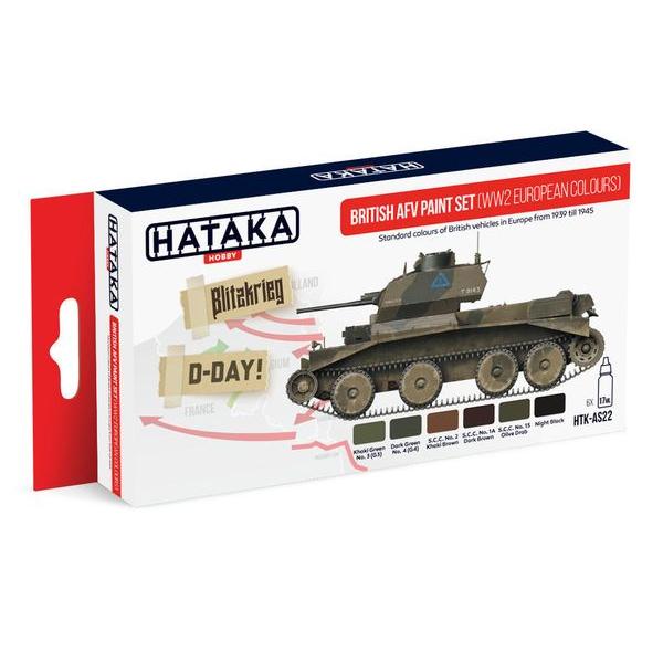 Red Line Set (6 pcs) British AFV paint set (WW2 European colours) - HATAKA - HTK-AS22