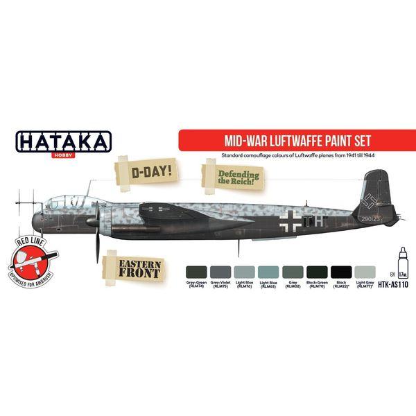 Red Line Set (8 pcs) Mid-War Luftwaffe paint set - HATAKA - HTK-AS110