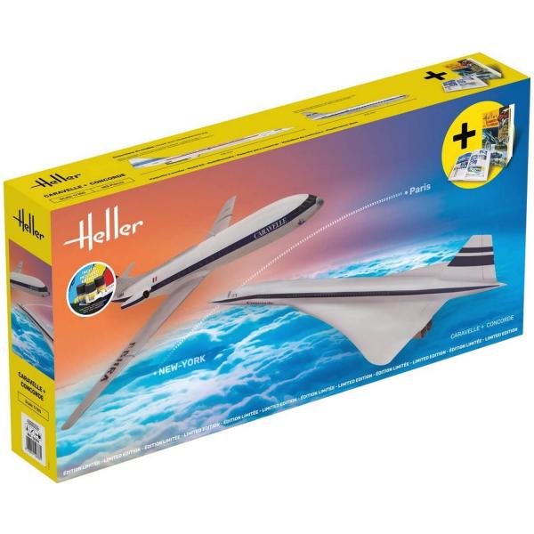 Maquettes Avions : STARTER KIT - Caravelle + Concorde - Heller-52333